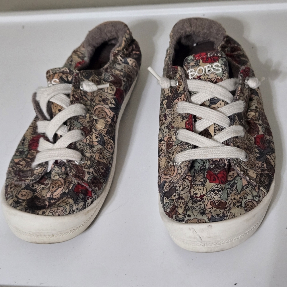 SKECHERS BOBS Beach Bingo Rovers Rally Slip On Ladies Sneakers, dog cat uni, 8 - Picture 7 of 15